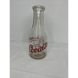 COVALTS DAIRY Milk Bottle Muncie IN INDIANA Qt Red Lettering Glass Vintage USA